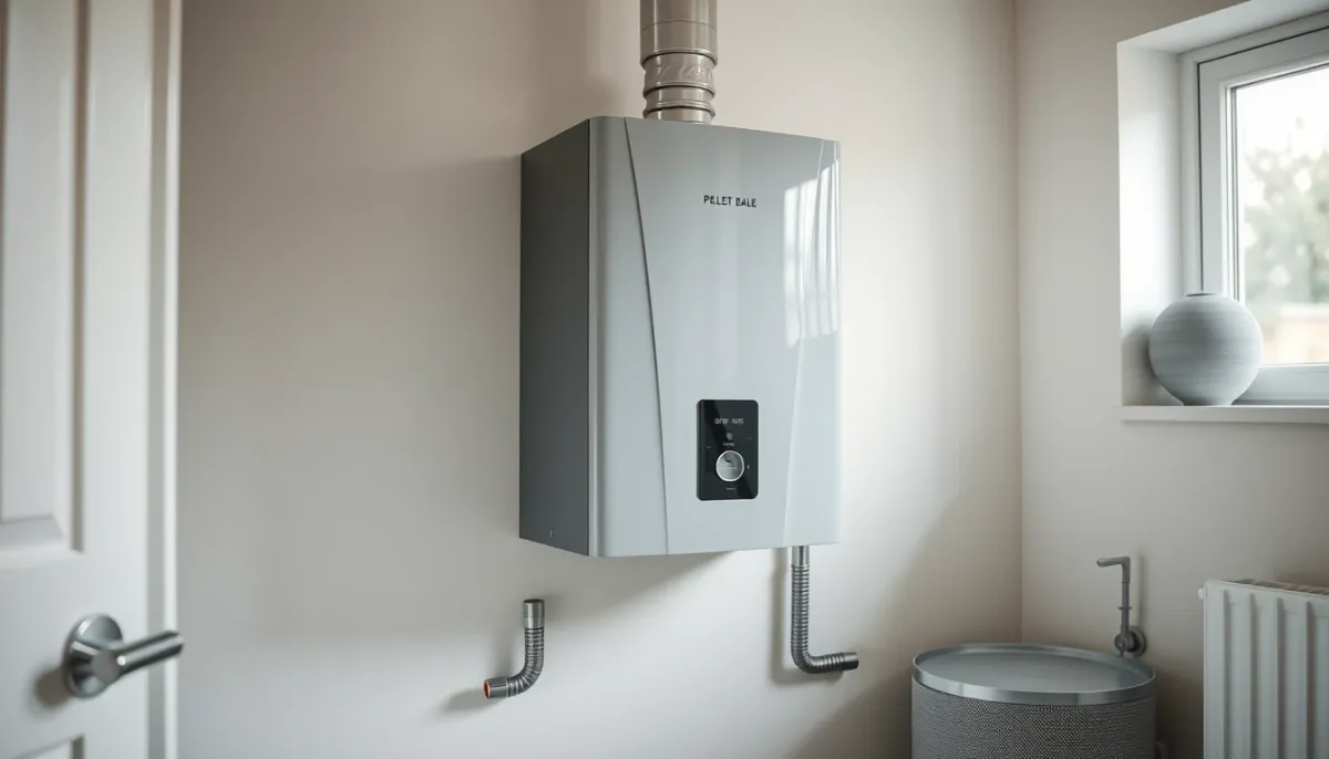 Chaudière à granulés Hargassner Nano PK compacte installée dans une petite chaufferie