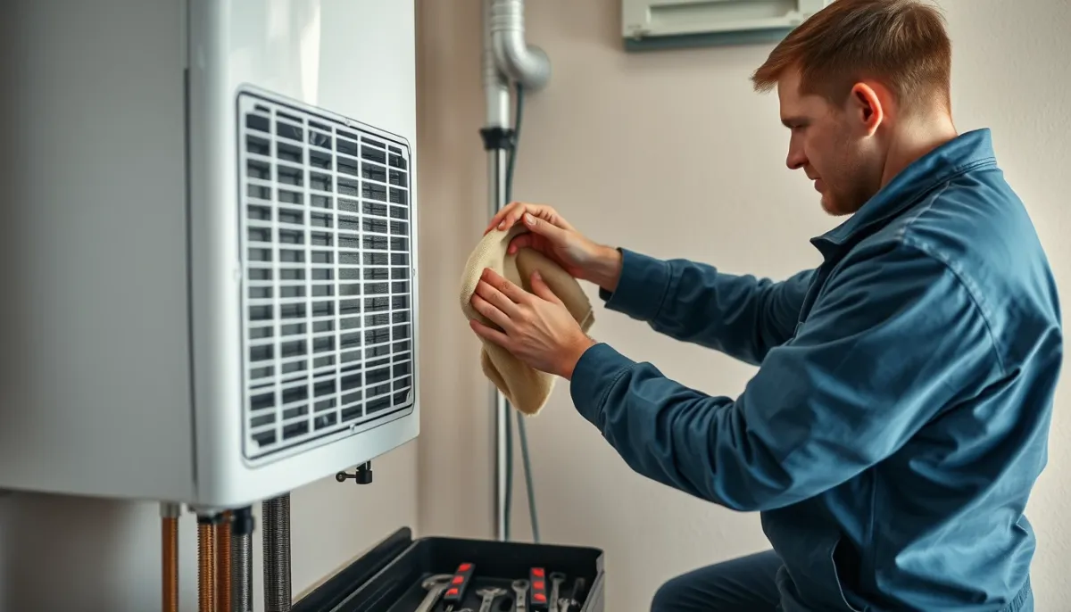 Entretien annuel d'un chauffe-eau thermodynamique avec nettoyage du filtre à air