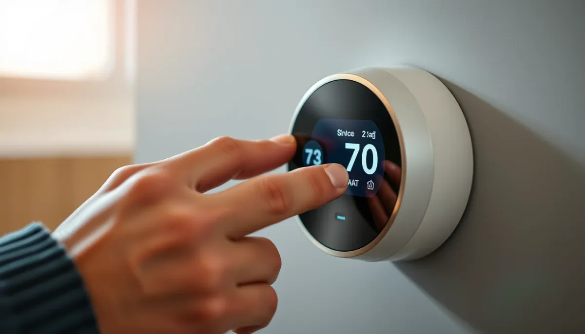 Main réglant un thermostat connecté pour optimiser la consommation