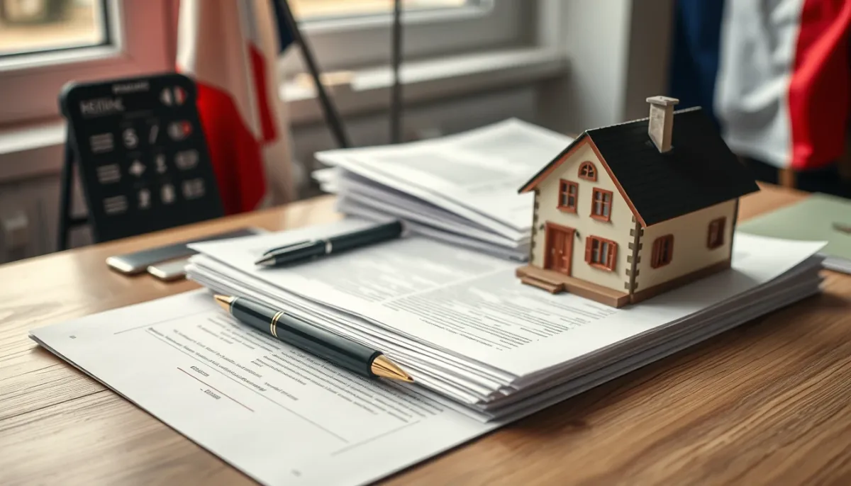 Documents administratifs et modèle de maison symbolisant les aides financières pour une pompe à chaleur