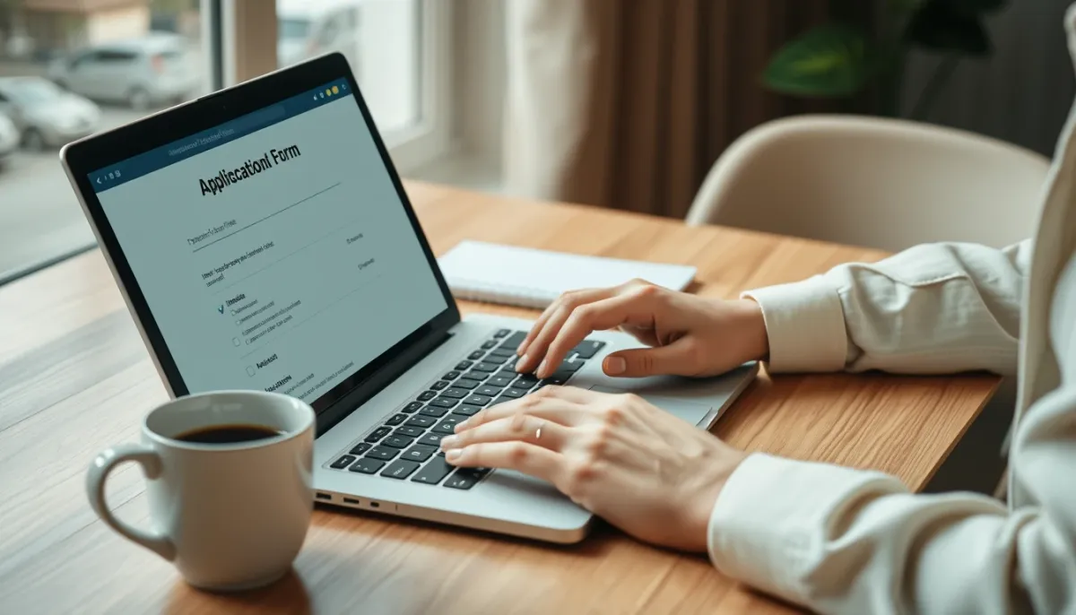Personne remplissant une demande en ligne de MaPrimeRénov' sur un ordinateur portable